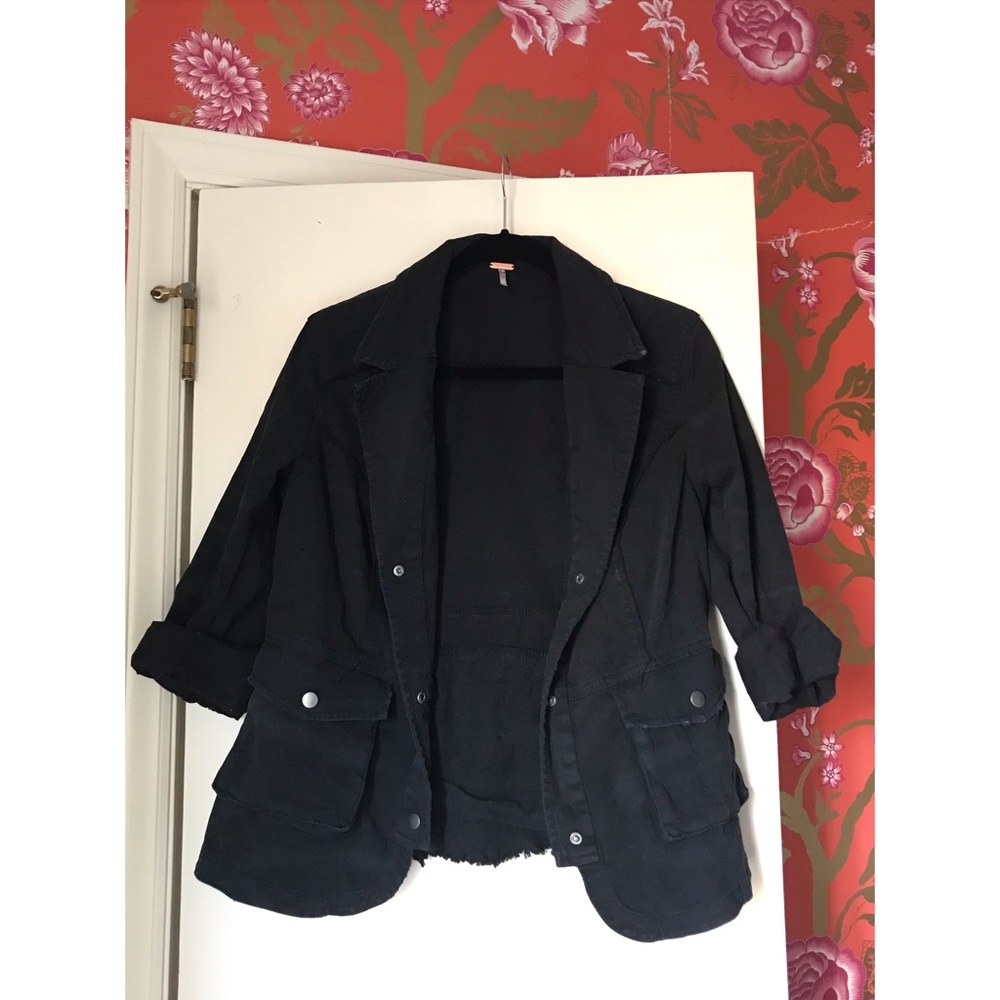 Free People military coat with ruffles